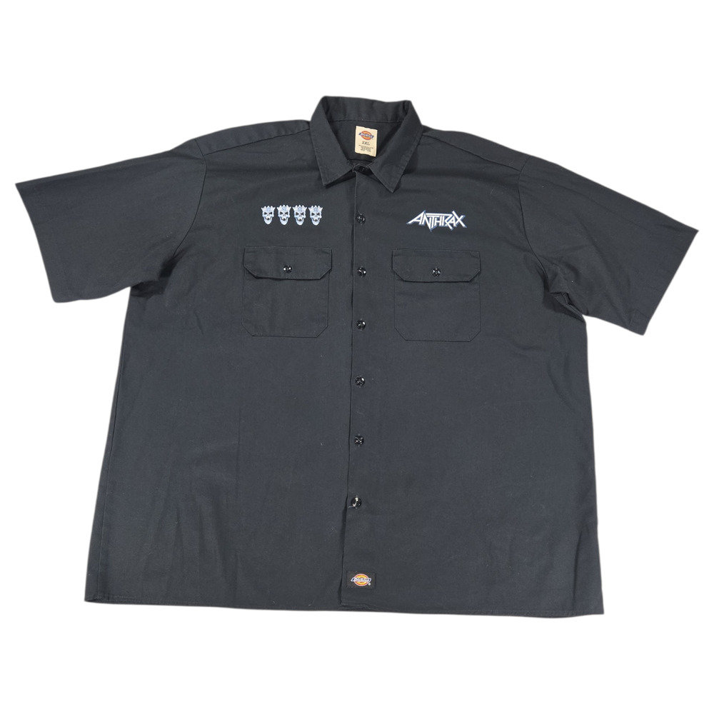Dickies Men 2XL Anthrax Band Shirt Large Graphic Workwear Work Shirt Industrial
